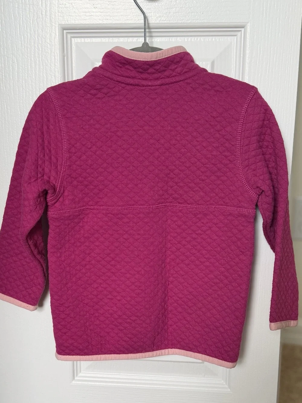 L.L. Bean Girls' Quilted Pullover - Raspberry with Light Pink Trim